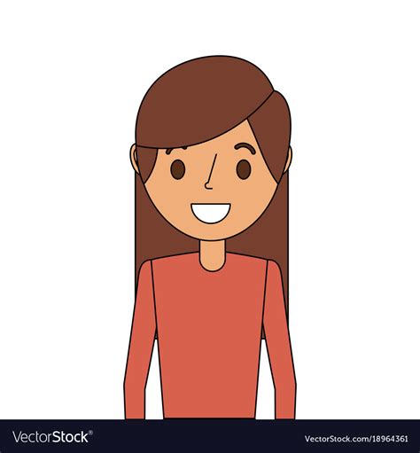 Portrait Cartoon Woman Smiling Character Vector Image