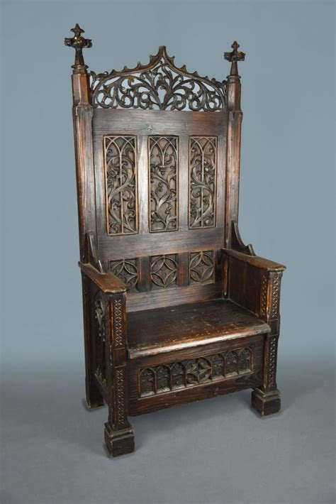 Medieval Carved Oak Queens Throne Chair Detachable Back The Classic