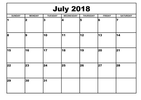 Free July 2018 Calendar Printable Blank Templates Word Pdf Calendar