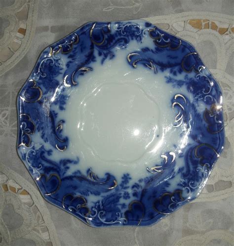 Wh Grindley Flow Blue Argyle Saucer Plate Pottery Glass Pottery