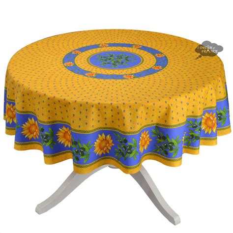 Tournesol Blueyellow French Provencal Polyester Tablecloth 70 Round