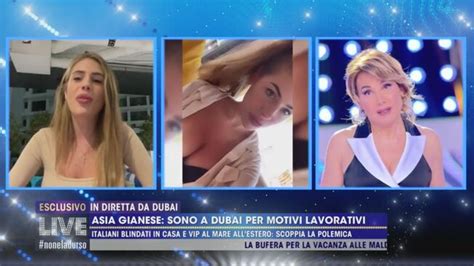 asia gianese sono a dubai per motivi lavorativi live non è la d urso video mediaset infinity