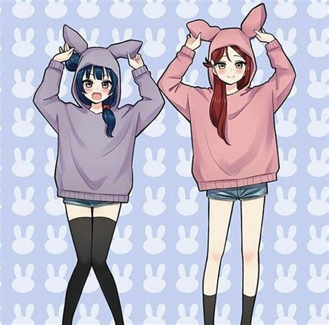 Bunny Hop Hop Two Anime Girls Anime Best Friends Friend Anime
