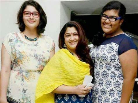 Actress Khushboo With Her Daughters Avanthika And Ananditha Malayalam Filmibeat