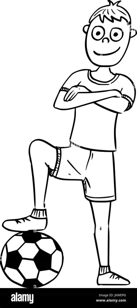 Hand Drawing Cartoon Vector Illustration Of Football Soccer Player