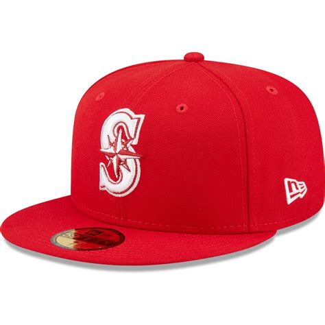 New Era Seattle Mariners Red Logo White 59fifty Fitted Hat