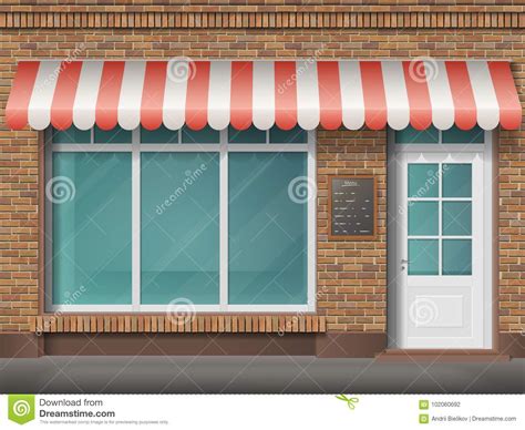 Brick Shop Facade Awning Stock Vector Illustration Of Market 102060692