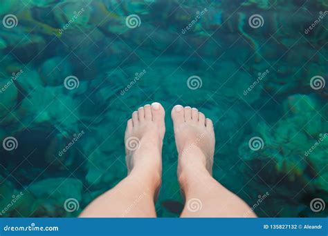 Closeup Top View Of Female Pedicured Legs Under Crystal Blue Water Stock Photo Image Of Naked