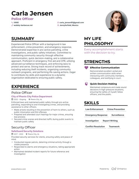 Police Officer Resume Examples How To Guide For