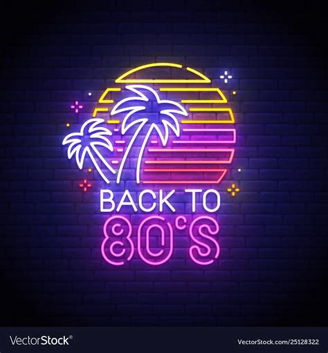 Back To 80s Neon Sign To 80s Logo Neon Royalty Free Vector