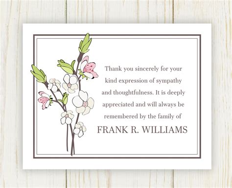 How do i write a sincere thankyou letter? Cherry Blooms Funeral Thank You Card Digital file sympathy