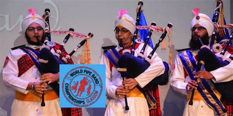 Members of the sri dasmesh sikh pipe band, representing malaysia prepares to play. Sri Dasmesh Pipe Band historic Scotland tour
