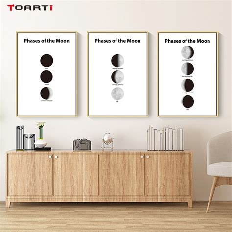 Moon Phase Prints Posters Minimalist Scenery Canvas Painting On The