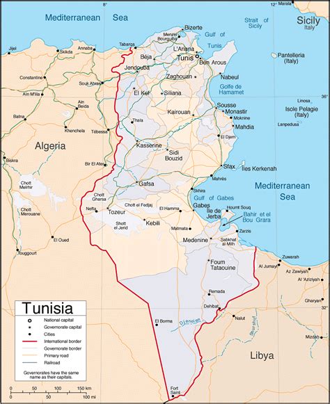 Tunisia Detailed Map
