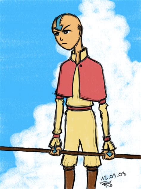 Aang Is Holding His Staff By Aidasechem On Deviantart