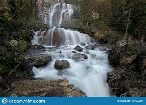 Tangle Creek Falls In Jasper National Park Canada Stock Image Image