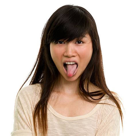 Royalty Free Sticking Out Tongue Human Tongue Teenage Girls Mouth Open