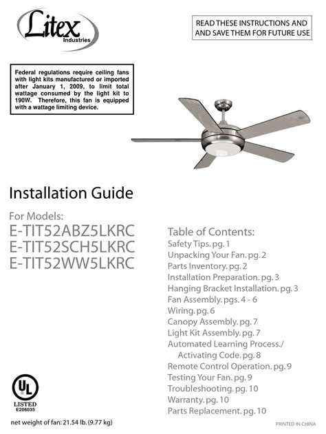 Litex E Tit52abz5lkrc Installation Manual Pdf Download Manualslib