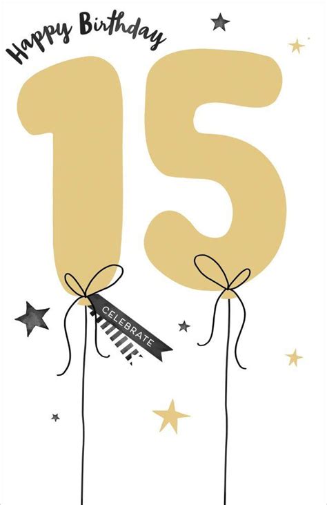 15th Birthday Card Number Balloons Highworth Emporium