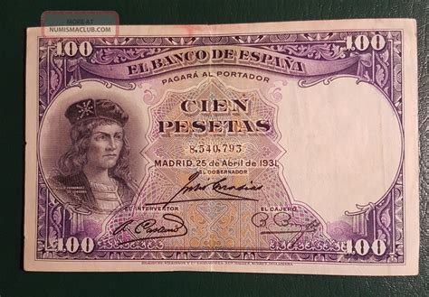 Rare Spain 100 Pesetas 1931 Low Mintage