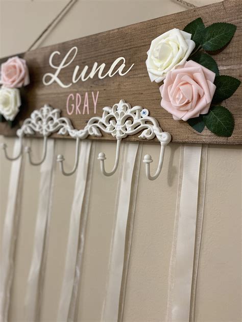Bow Holder Personalized Bow Holder With Ribbon And Metal Etsy In 2021