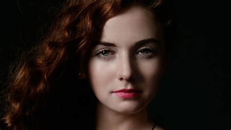 Green Eyes Lena Katina Redhead Russian Woman In Black Background Hd