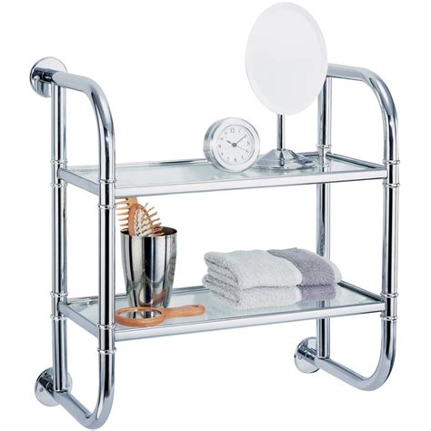 All of the shelving brackets and any guard rails or embellishments are made from chrome plated solid brass. Wall-Mounted Bathroom Shelves in Bathroom Shelves