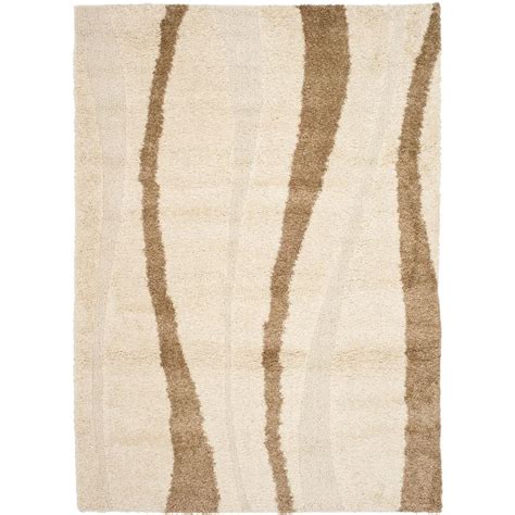 Safavieh Florida Shag Creamdark Brown 9 Ft X 12 Ft Area Rug Sg451