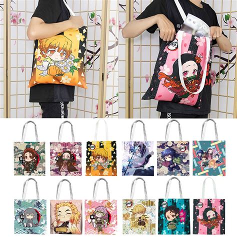 Demon Slayer Bag Anime Kimetsu No Yaiba Canvas Shoulder Tote Cosplay