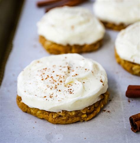 Pumpkin Cookies With Cream Cheese Frosting Modern Honey