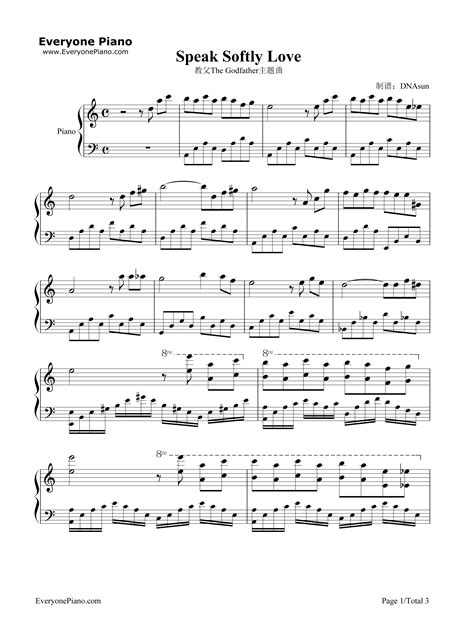 Speak Softly Love The Godfather Theme Stave Preview Free Piano Sheet Hot Sex Picture