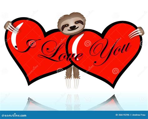 Love Sloth Postcard Vector Illustration Valentine`s Day Card With Cute