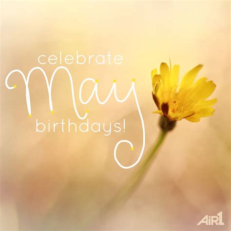 A Yellow Flower With The Words Celebrate May Birthday Written In White