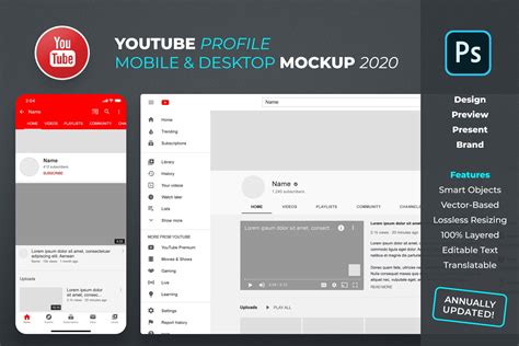 Youtube Profile Mockup Social Media Templates ~ Creative Market