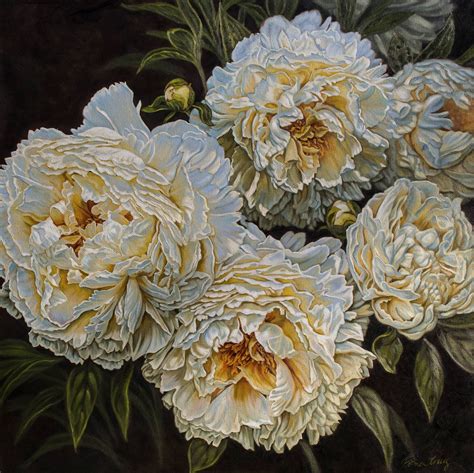 Antique White Peonies Painting Peony Painting Floral Painting Painting