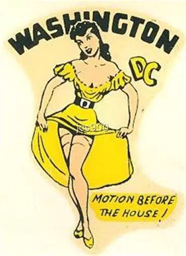 Vintage Miss Washington Dc Risque Sexy Pin Up Girlie Souvenir Travel Decal Art 2299 Picclick