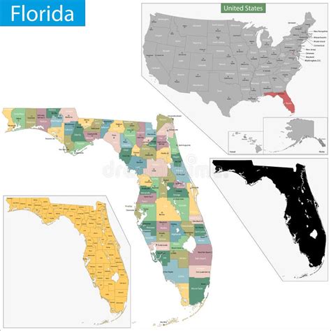 Mapa Político De La Florida Ilustración Del Vector Ilustración De