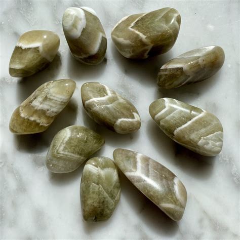 Chevron Prasiolite Tumbled Pocket Stone Minera Emporium Crystal