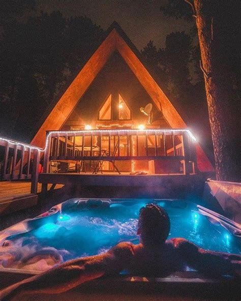 Soaking In The Hot Tub Lead South Dakota Us Huck Berkshires Cabin Adventures Tiny House