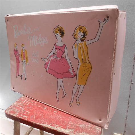 vintage barbie midge doll carrying case closet wardrobe pink etsy