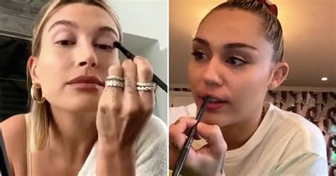 miley cyrus and hailey bieber live stream makeup routines popsugar beauty
