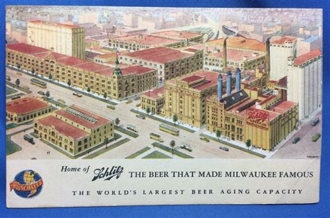 1943 Schlitz Beer Milwaukee Brewing Advertising Postcard Original Vintage