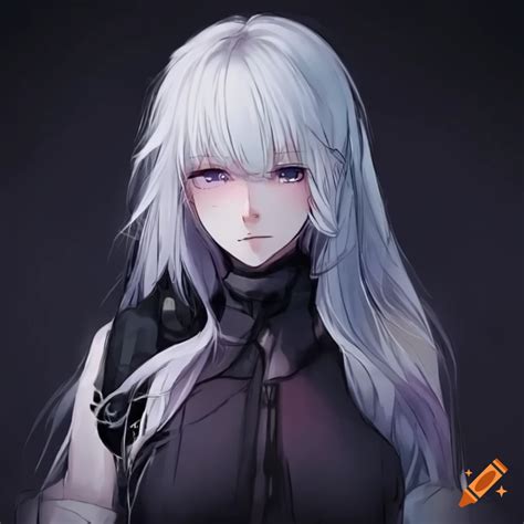 Anime Girl With White Hair And Demon Features