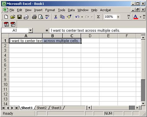 Ms Excel 2003 Center Text Across Multiple Cells