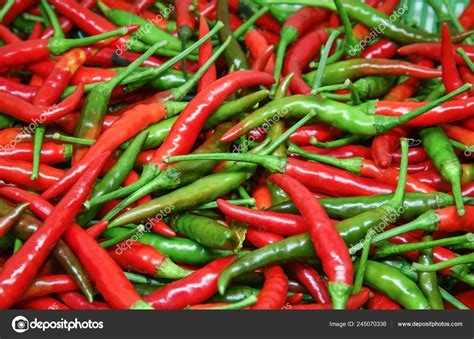 Chili Background Fresh Red Green Chilli Pepper Texture Stock Photo By