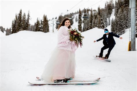 Ski Wedding Photos At Sunshine Village In Banff Winter Wedding Ideas