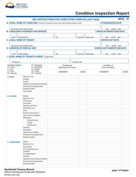 Rental Property Condition Report Template