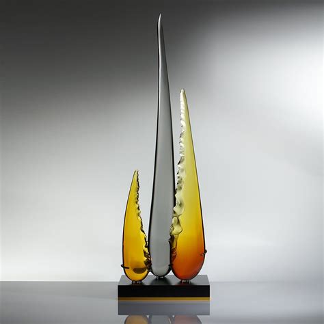 Clovis Trio In Amber And Grey By James Devereux Glass Artwork Clovis Contemporary Art