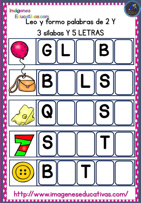 Formar Palabras Con 2 Y 3 Sílabas Y 5 Letras 6 Imagenes Educativas