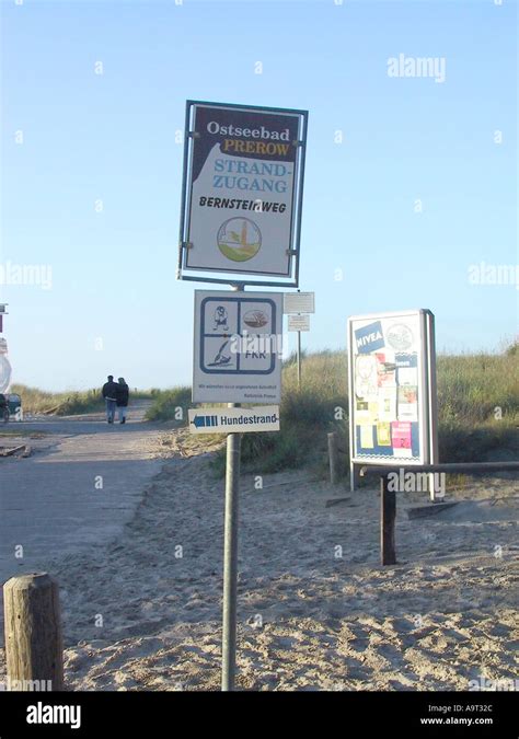 Beach Notice German Baltic Coast Including Nude Fkk Sign Stock Photo